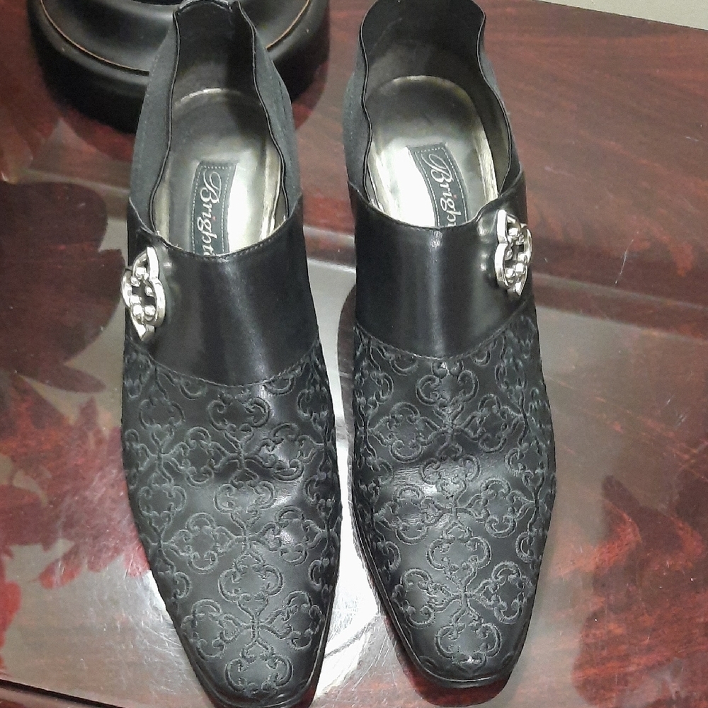 Brighton Black Embroidered Shoes